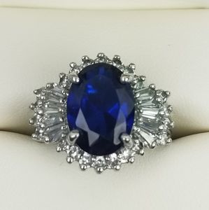 Ariella Sapphire Blue Crystal Cocktail Ring size 7